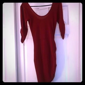 Burgundy sweater dress with open back